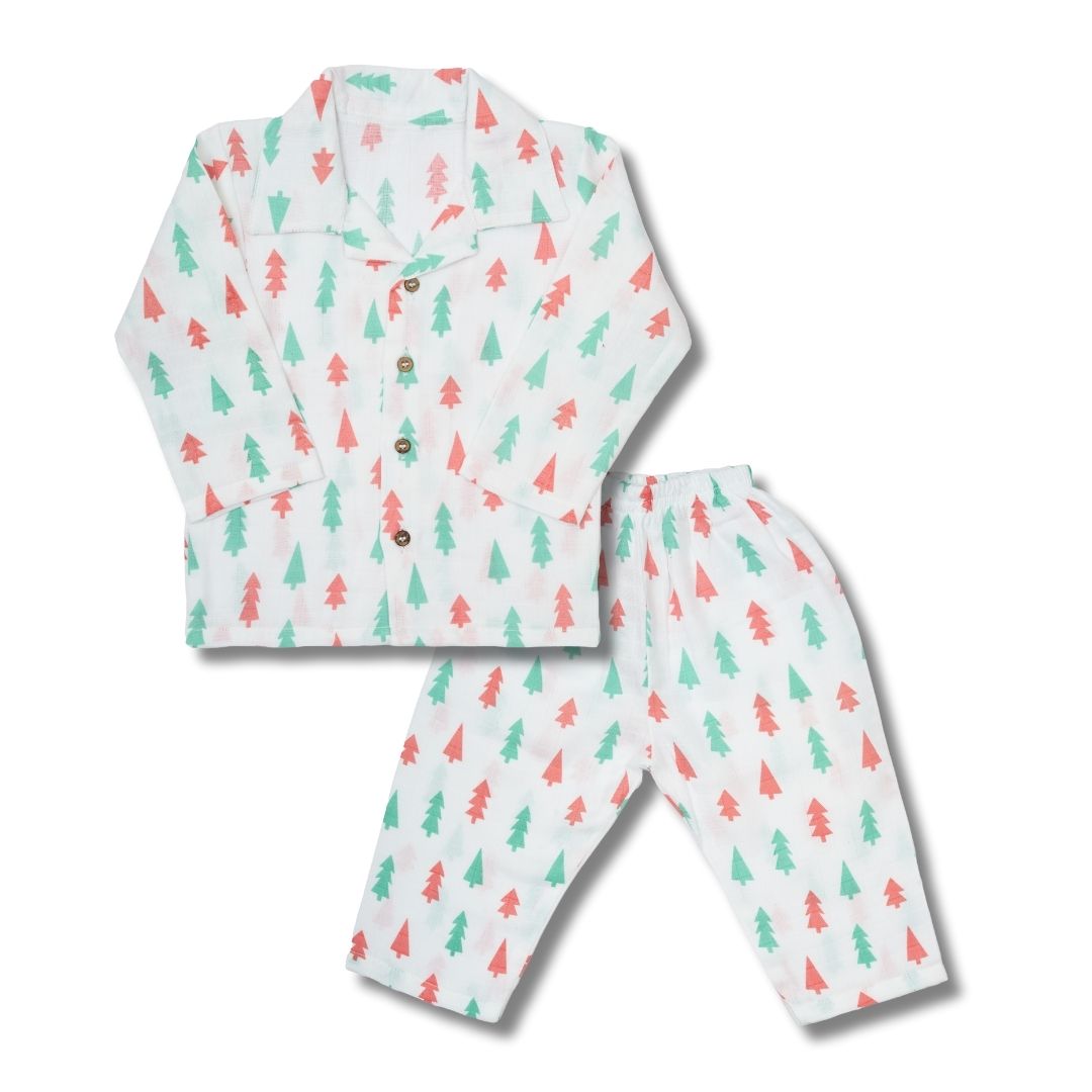 Premium Muslin Western Collar Co-ord Set (X-Mas)  Full Shirt & Pant