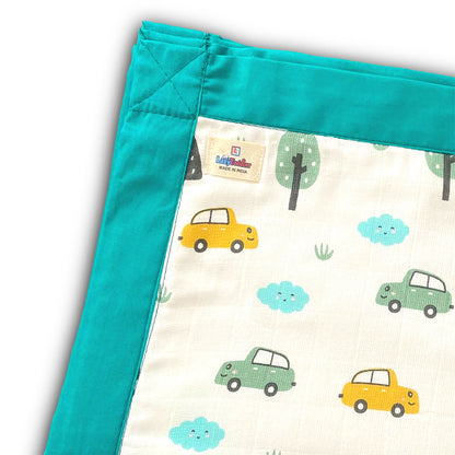 Muslin Quilt - 6 layers of of Incredibly Muslin Softness Great for Toddler and Young Child - Car Design