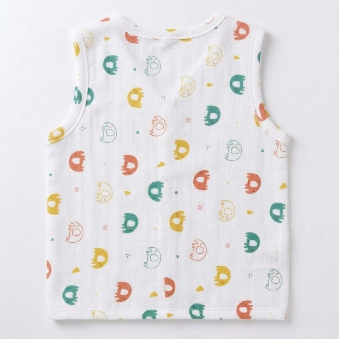 Premium Muslin Printed Push-Button Jhabla Pack of 2 - Mix Print