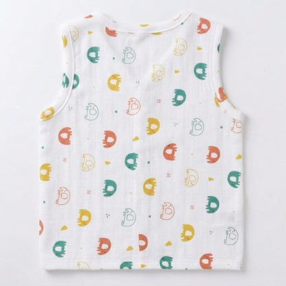 Premium Muslin Printed Push-Button Jhabla Pack of 2 - Mix Print