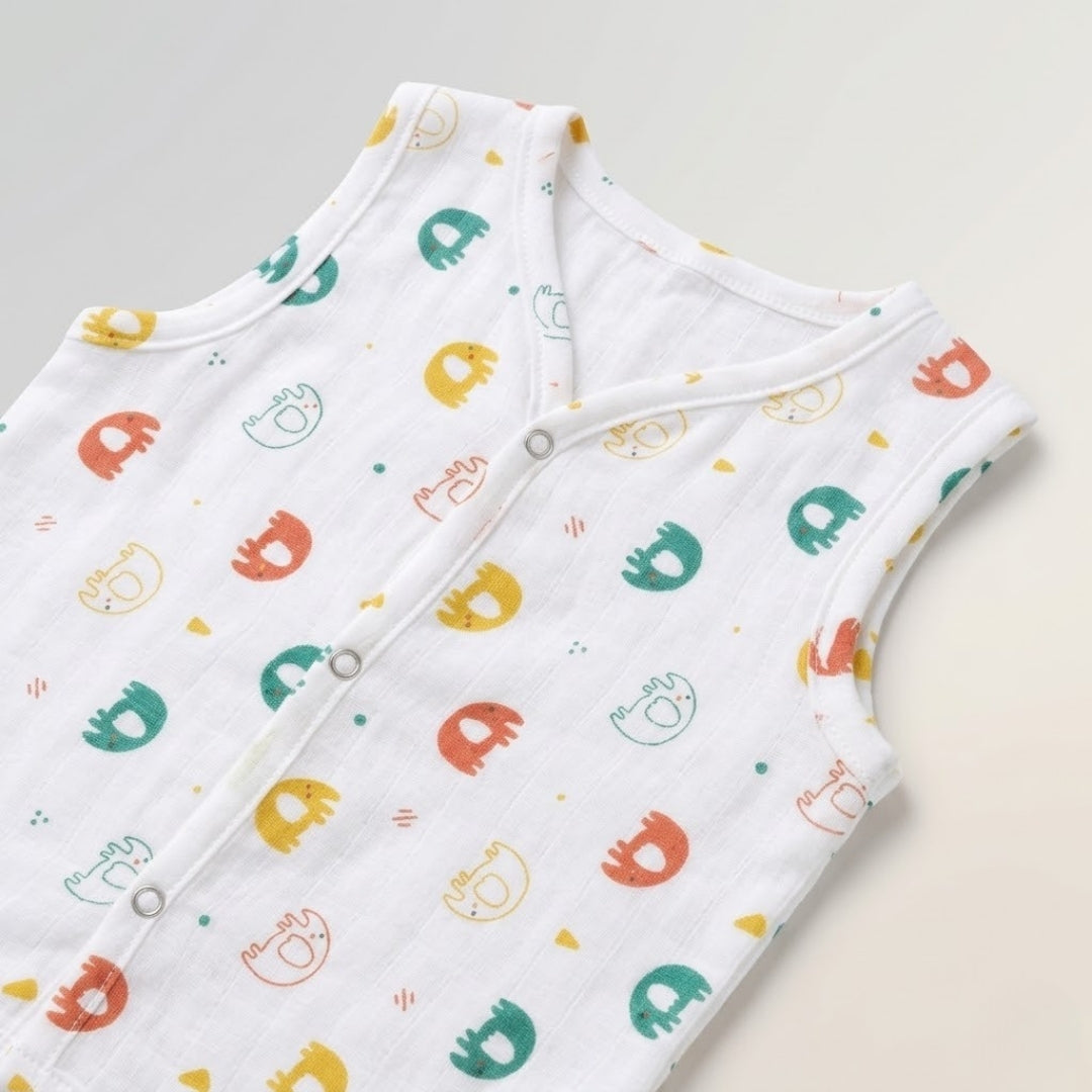 Premium Muslin Printed Push-Button Jhabla Pack of 2 - Mix Print