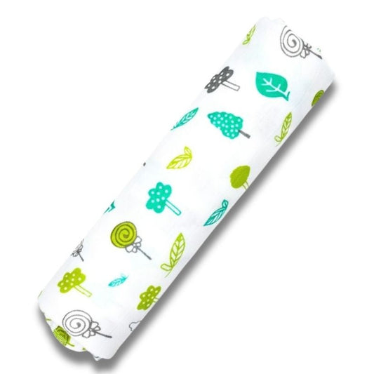 Premium Organic Muslin Cotton Swaddle Single Green Tree Desgine