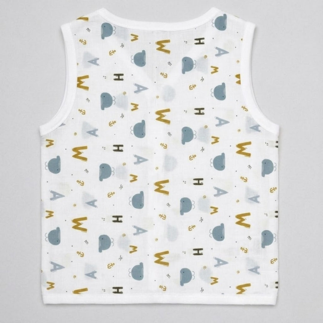 Premium Muslin Printed Push-Button Jhabla Pack of 4 - Mix Print