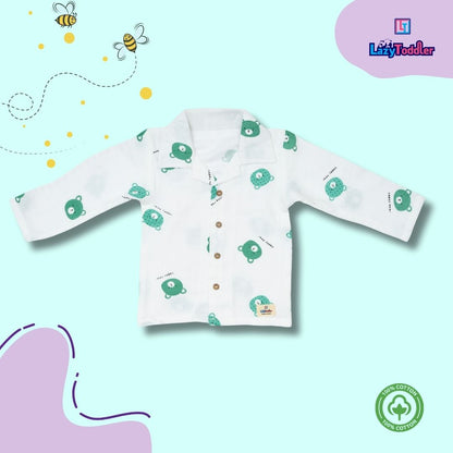 Premium Muslin Western Collar Co-ord Set (Bear)  Full Shirt & Pant