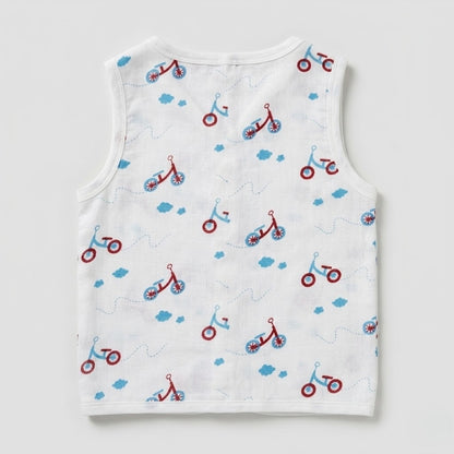 Premium Muslin Printed Push-Button Jhabla Pack of 4 - Mix Print
