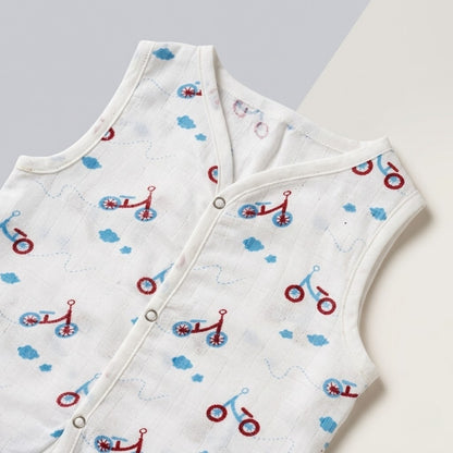 Premium Muslin Printed Push-Button Jhabla Pack of 4 - Mix Print
