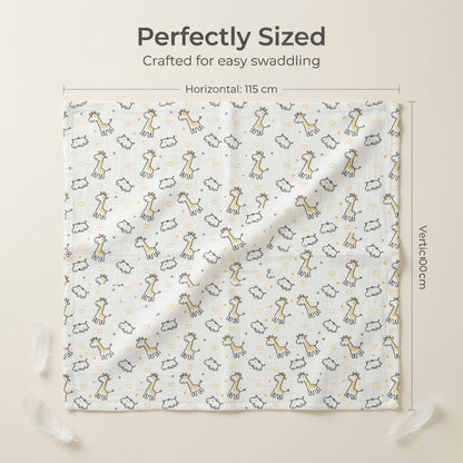Lazytoddler Muslin Swaddle Printed Design (Alphabet & Giraffe) Set of 2