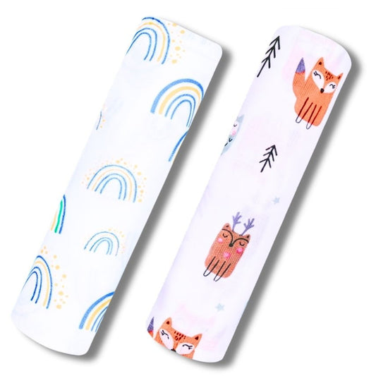 Lazytoddler Muslin Swaddle Printed Design (Rainbow & Fox)  Set of 2