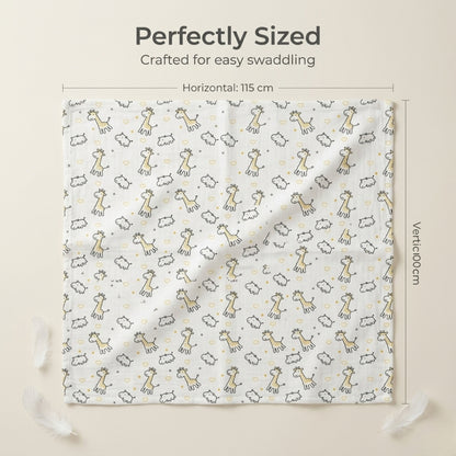Lazytoddler Muslin Swaddle Printed Design (Crane & Giraffe)  Set of 2