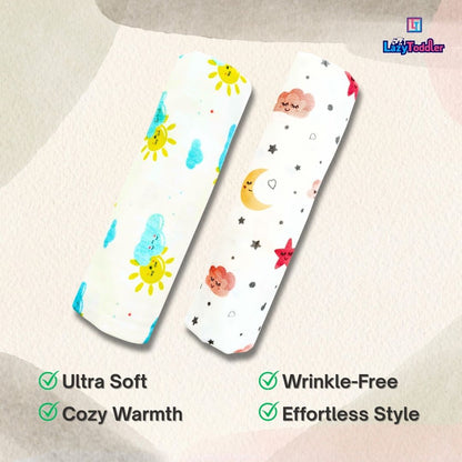 Lazytoddler Muslin Swaddle Printed Design (Moon & Sun ) Set of 2