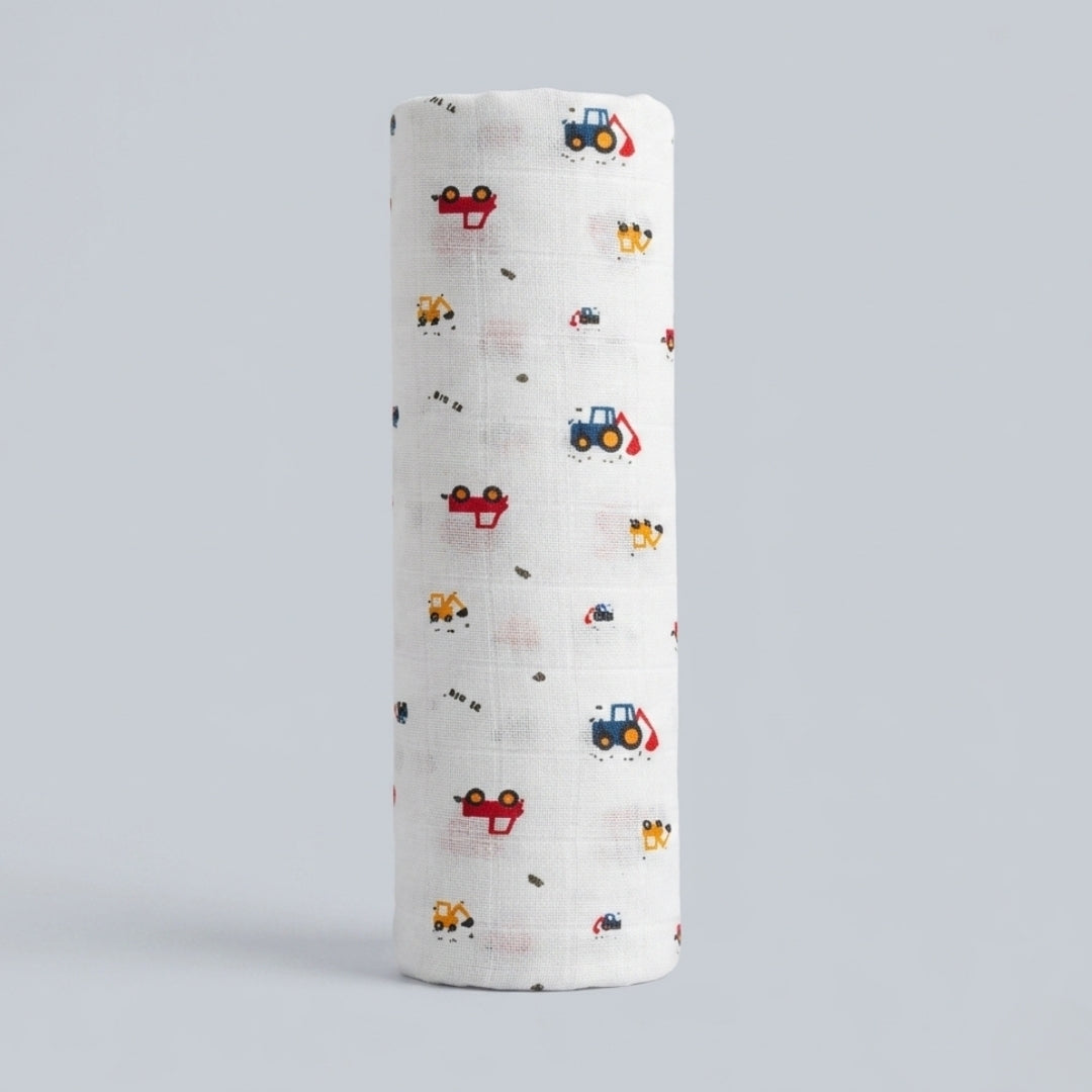 Premium Organic Muslin Cotton Swaddle Single Crane Desgine