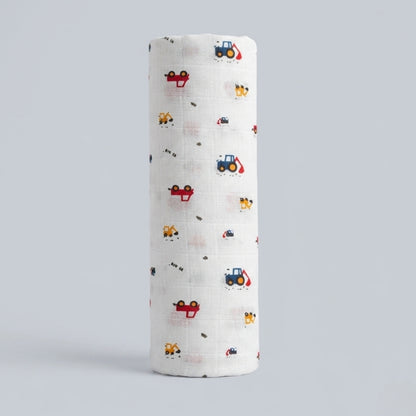 Premium Organic Muslin Cotton Swaddle Single Crane Desgine