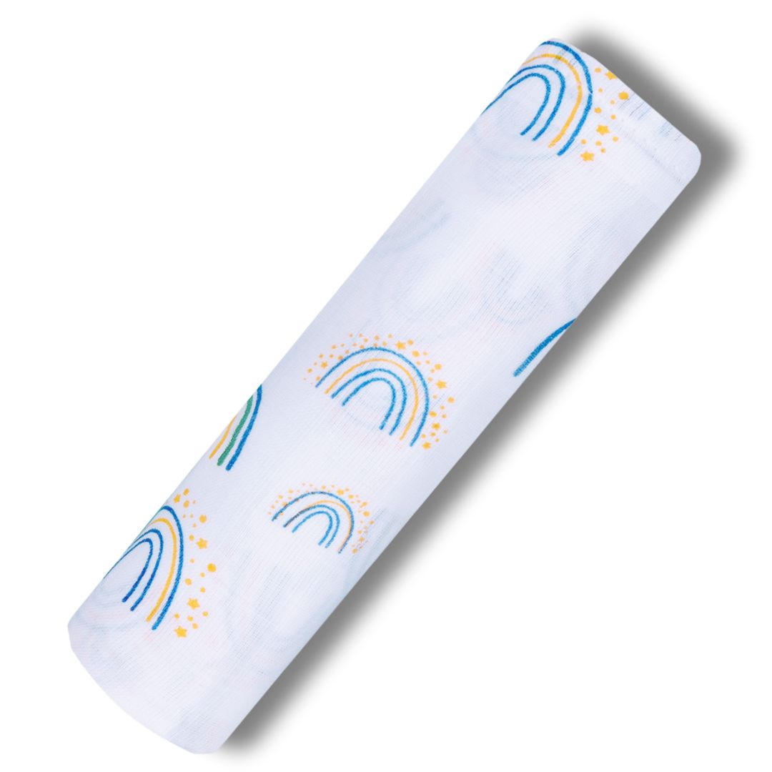 Premium Organic Muslin Cotton Swaddle Single Rainbow Desgine