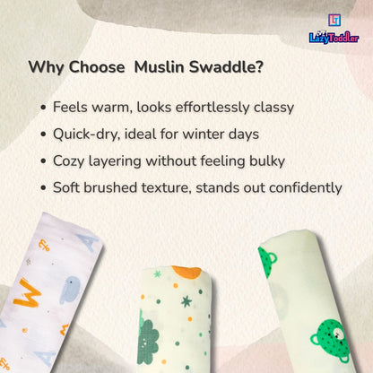 Premium Organic Muslin Cotton Swaddle Single Rainbow Desgine