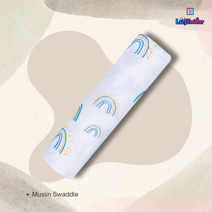 Premium Organic Muslin Cotton Swaddle Single Rainbow Desgine