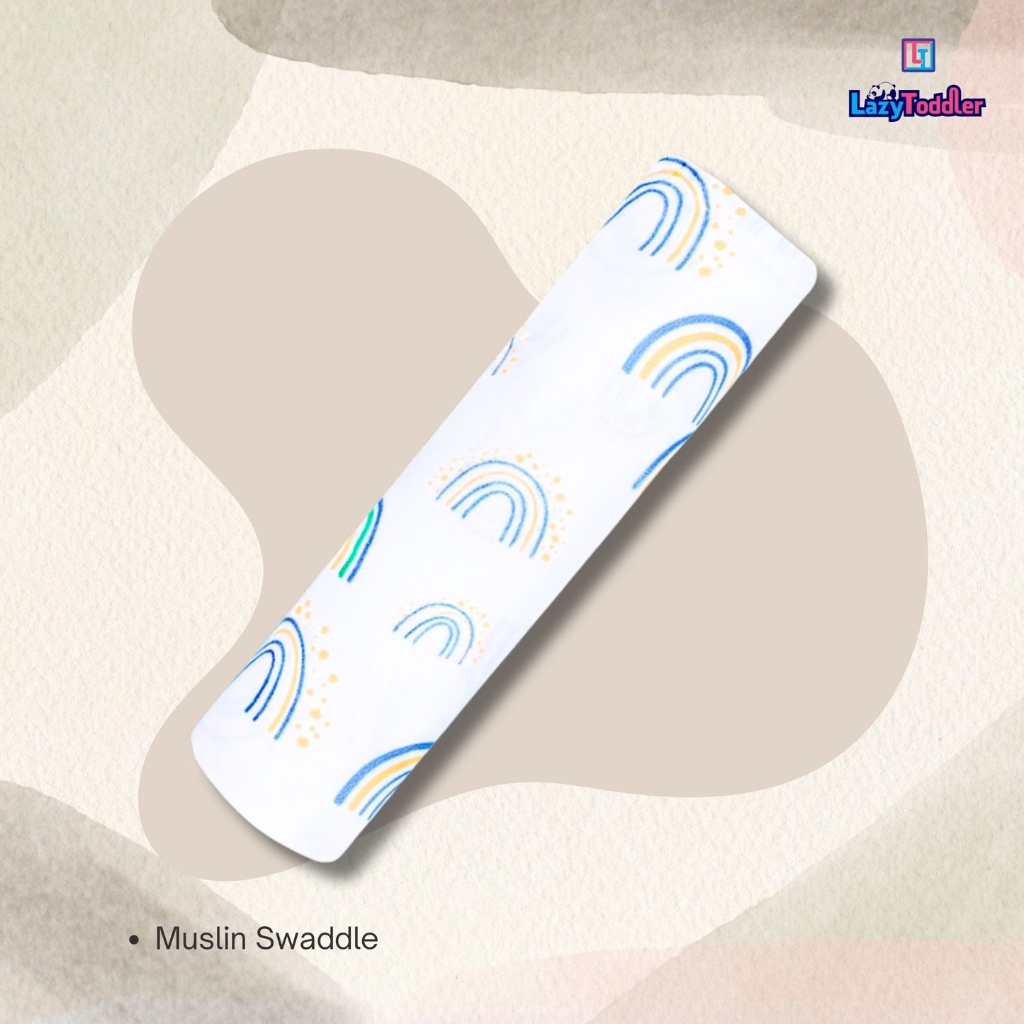 Premium Organic Muslin Cotton Swaddle Single Rainbow Desgine