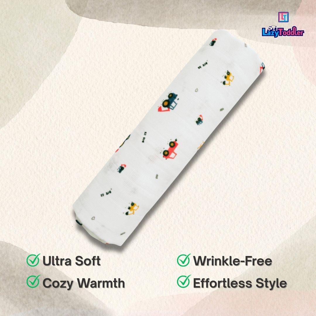 Premium Organic Muslin Cotton Swaddle Single Crane Desgine