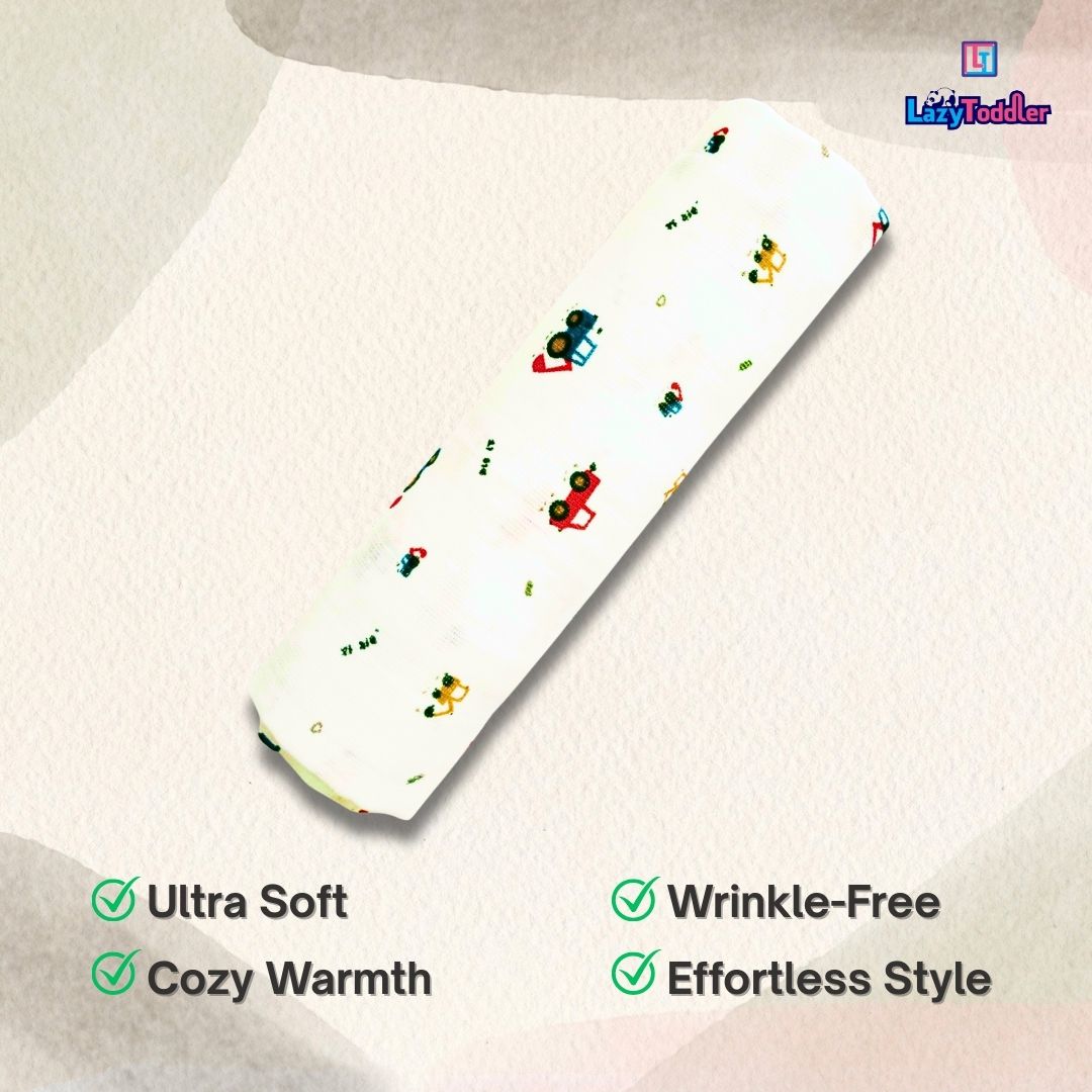 Premium Organic Muslin Cotton Swaddle Single Crane Desgine