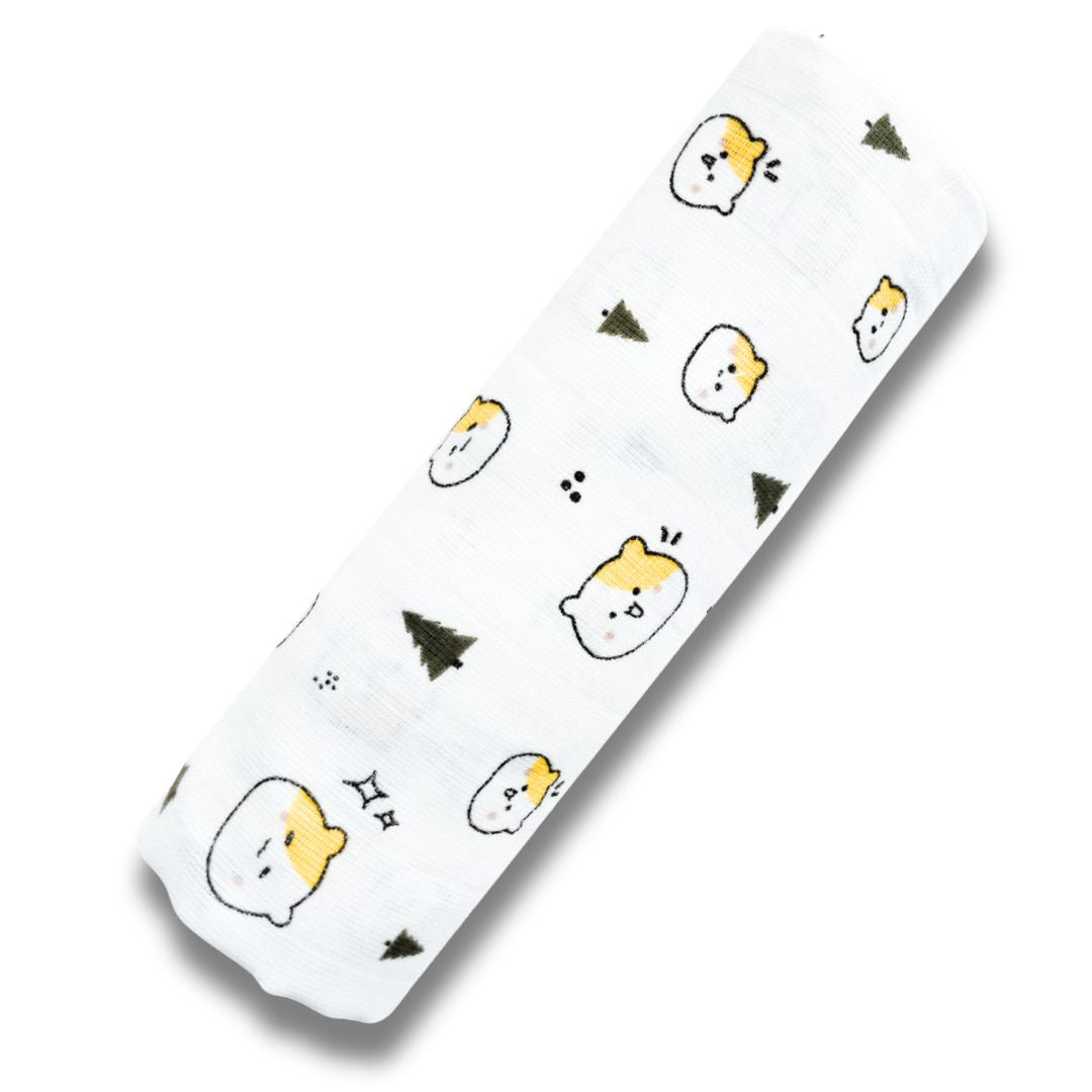 Premium Organic Muslin Cotton Swaddle Single Teddy Desgine