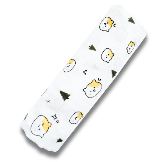 Premium Organic Muslin Cotton Swaddle Single Teddy Desgine