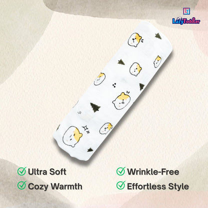 Premium Organic Muslin Cotton Swaddle Single Teddy Desgine