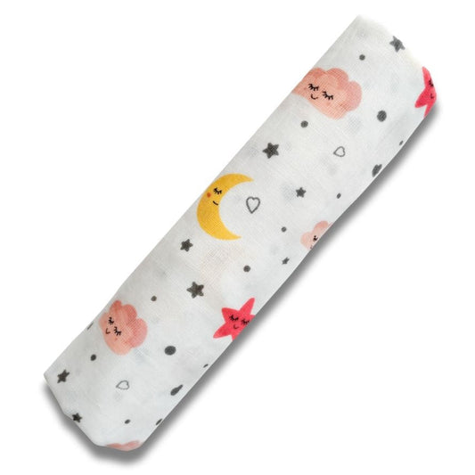 Premium Organic Muslin Cotton Swaddle Single Moon Desgine