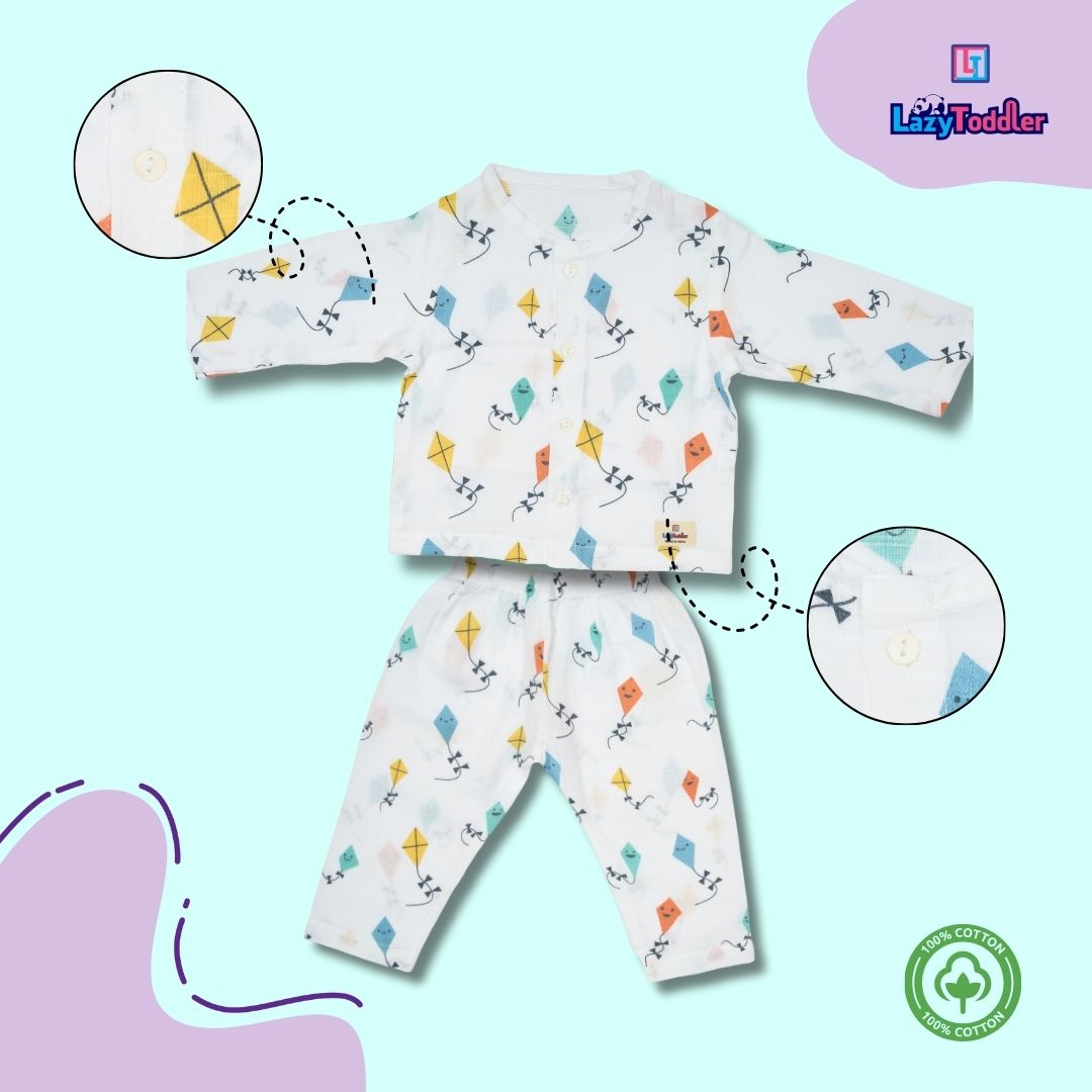 Muslin Premium Co-ord Set Full Shirt and Pant Designer Suit (Kite)