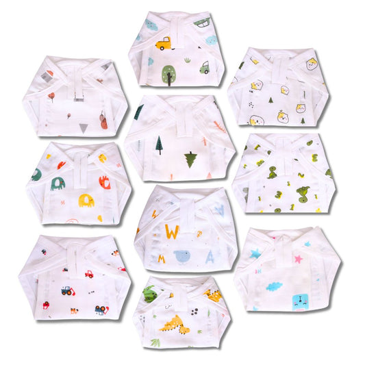 Lazytoddler Muslin Padding Nappy , Pack of 10
