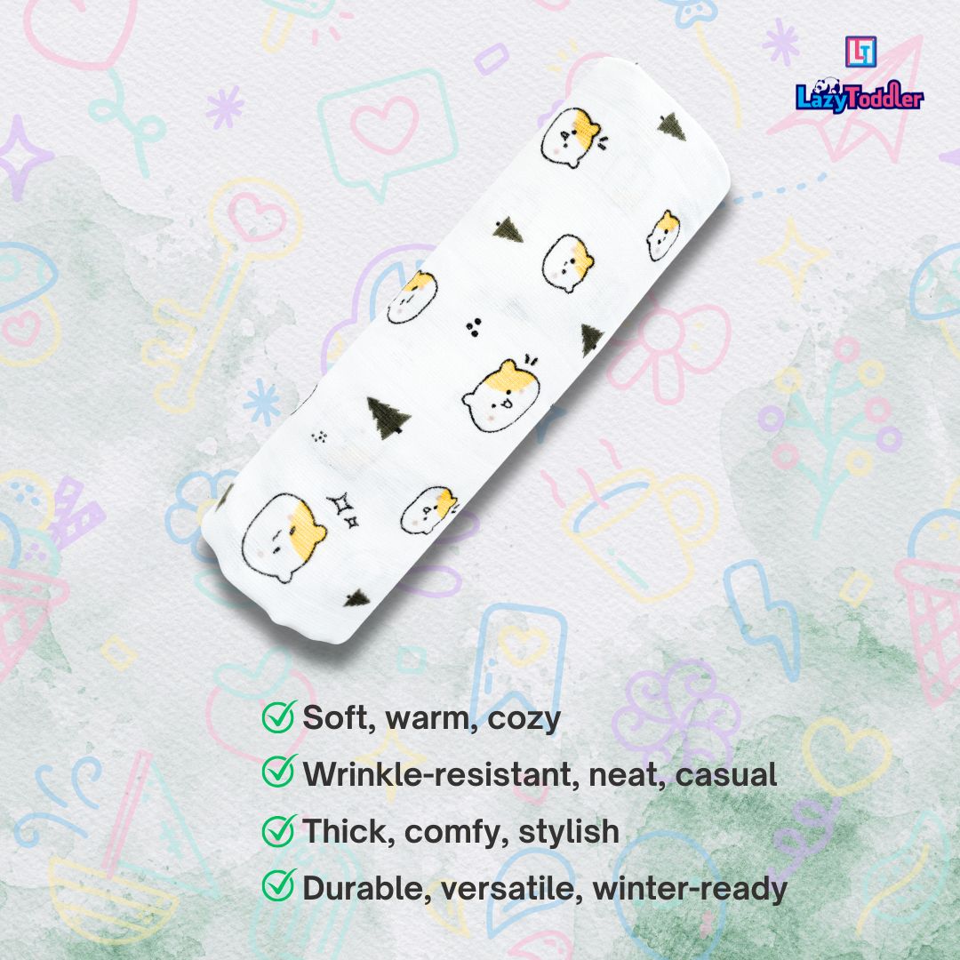Lazytoddler Muslin Swaddle 100x115 cm Printed Design – Teddy
