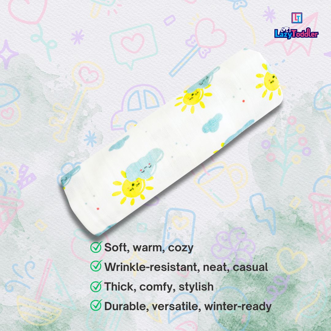 Lazytoddler Muslin Swaddle 100x115 cm Printed Design – Sun