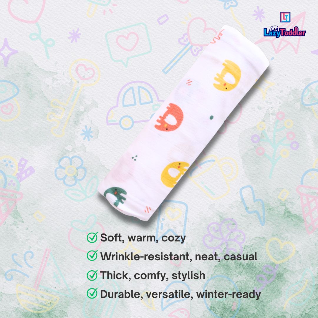 Lazytoddler Muslin Swaddle 100x115 cm Printed Design – Elephant