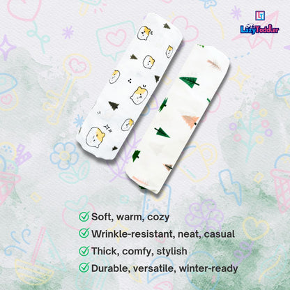 Lazytoddler Muslin Swaddle Printed Design (Teddy & Tree)  Set of 2