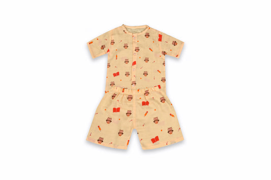 Owl Design Half Shirt and Short Set for Babies