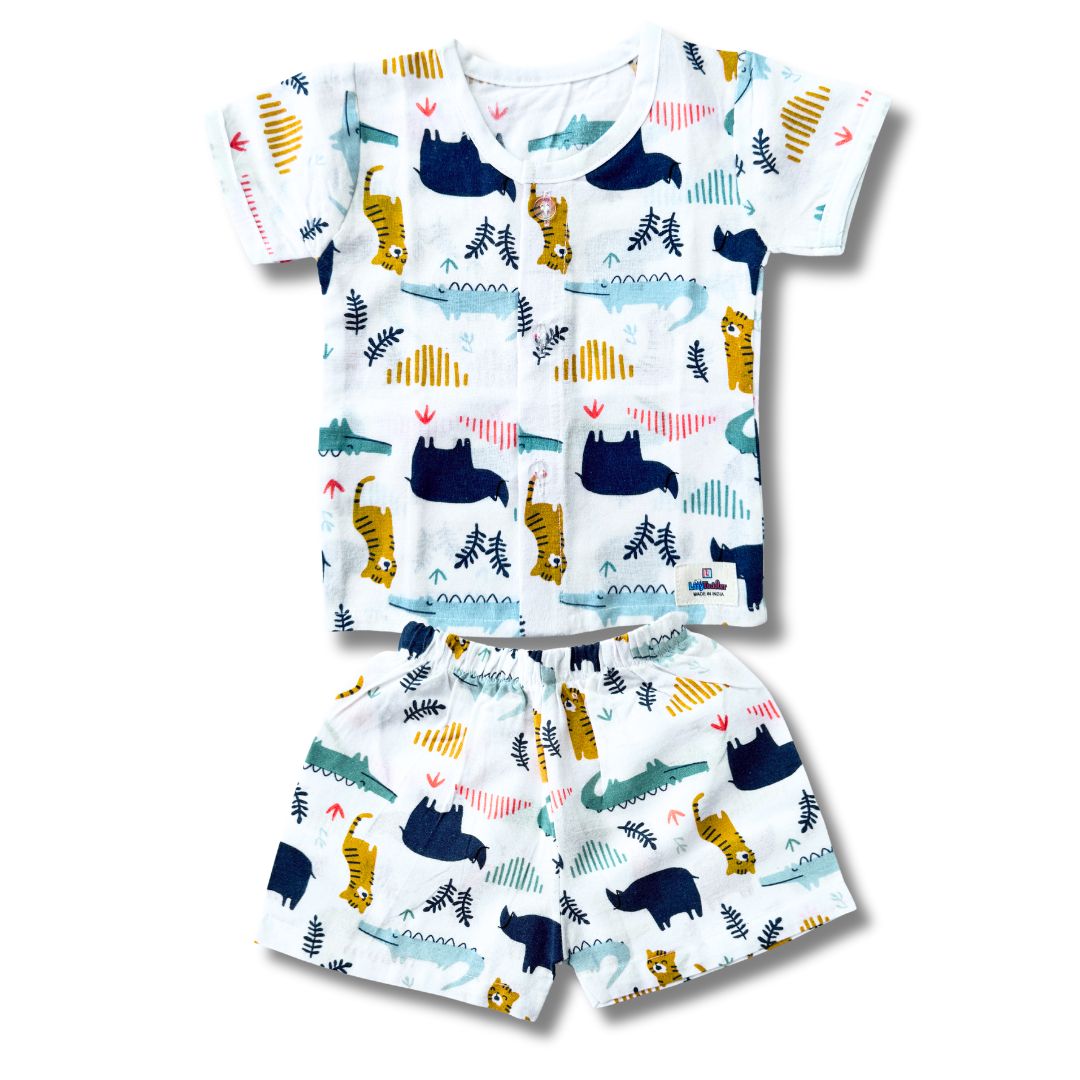 LazyToddler Pure Flannel Cotton Half Shirt & Shorts Set  Comfy Toddler Summer Co-ord Outfit