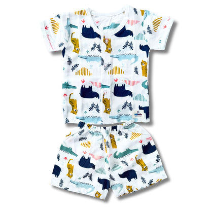 LazyToddler Pure Flannel Cotton Half Shirt & Shorts Set  Comfy Toddler Summer Co-ord Outfit