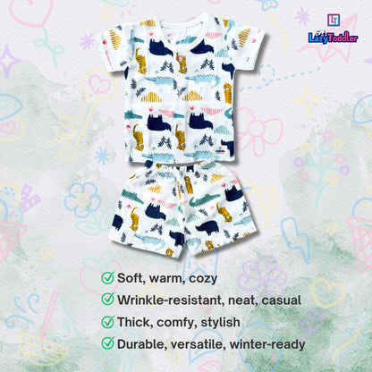 LazyToddler Pure Flannel Cotton Half Shirt & Shorts Set  Comfy Toddler Summer Co-ord Outfit