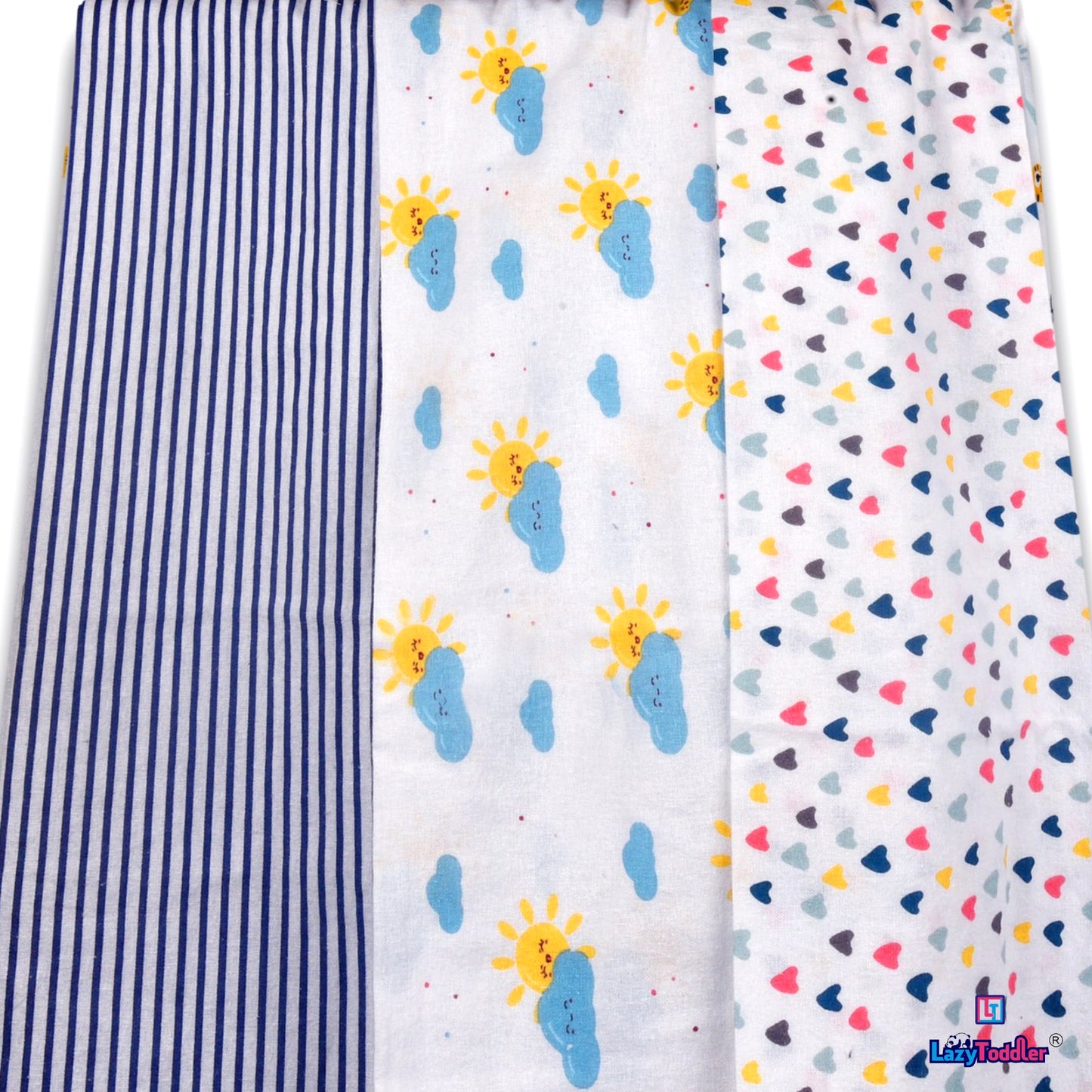 Flannel Swaddle Set of 3 - Heart- Blue Line  - Sun