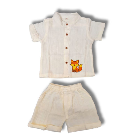 LazyToddler Crinkle Muslin Night Half Suit – Soft & Breathable (Pastel Yellow)
