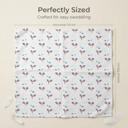 Lazytoddler organic cotton muslin swaddle blanket animal print for infants