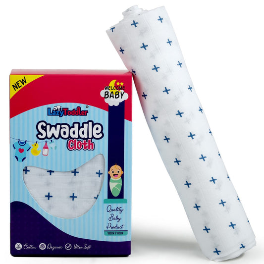 Muslin Essential Swaddle Wrap Single – Blue Plus