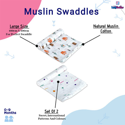 Muslin Swaddle Wrap Set Of 2 - Fox & Triangle