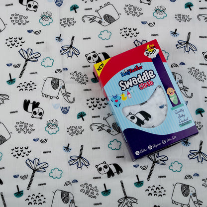 swaddle muslin clothe,100% cotton, wrapping clothe for newborn baby, super soft clothes for new born babies, design of cute panda on swaddle for babies