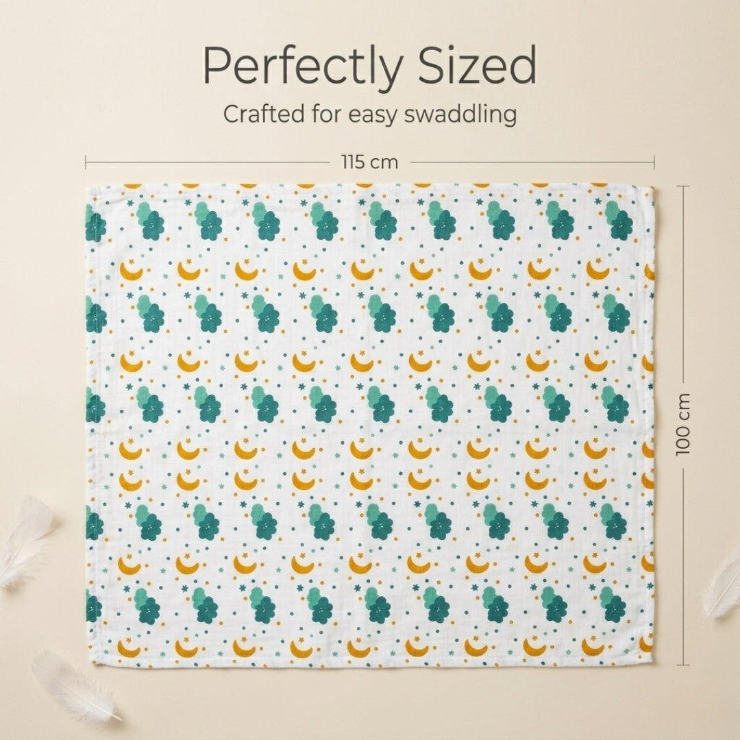 Patterned blanket with measurements on a beige background