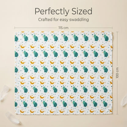 Patterned blanket with measurements on a beige background