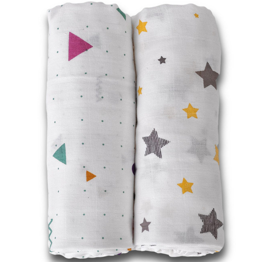 Cotton comfort for infants Baby sleep essentials Twin-pack muslin cloths Luxe swaddle blanket pair lazytoddler.com