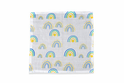 Muslin Wash Cloth Pink Star Design Blue Star Pattern Yellow Star Theme Rainbow Design Washcloth