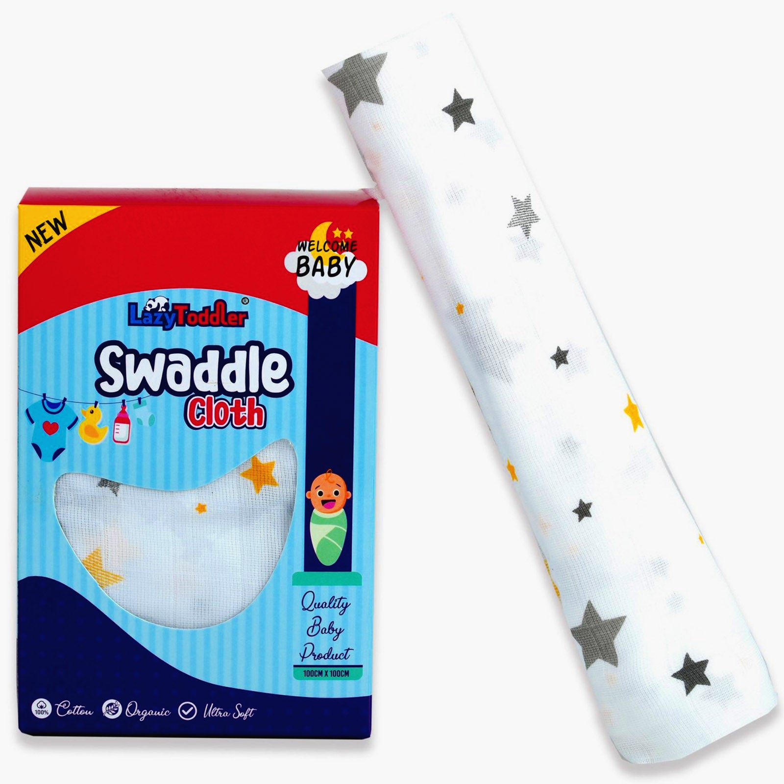 Wrap your newborn in the warmth of celestial comfort with our single Muslin Cotton Swaddle featuring a charming Yellow Star design. Generously sized at 100cm x 100cm, this breathable swaddle ensures a cozy and secure environment for your baby, while also reducing the risk of overheating. Crafted with care, it's the perfect accessory to create a soothing and comfortable cocoon for your little one