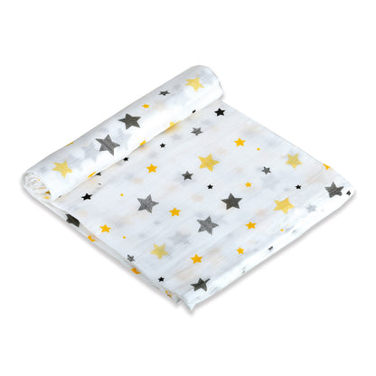 Muslin Essential Swaddle Wrap Single – Yellow Star